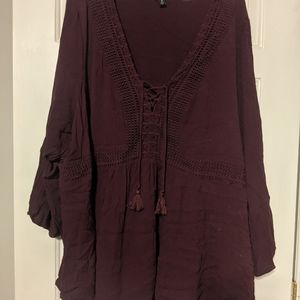 Torrid Burgandy Bell Sleeve Top